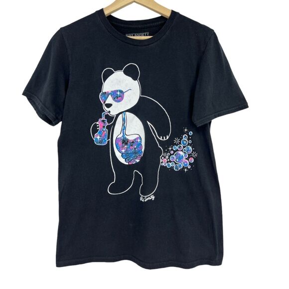 Riot Society Panda T-Shirt Small mens graphic tee farting bubbles black unisex - Picture 1 of 5